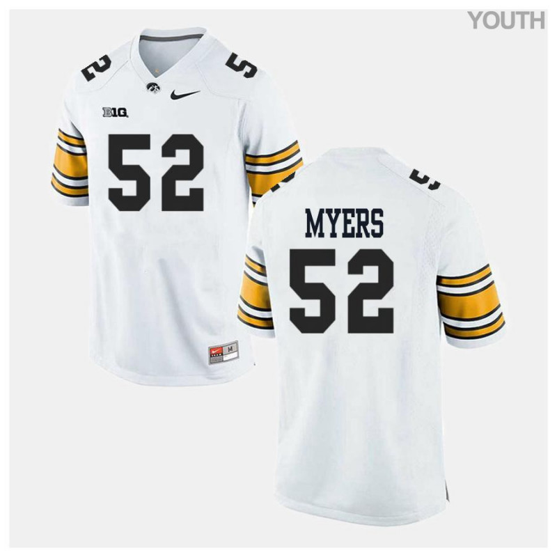 Youth Iowa Hawkeyes NCAA #52 Boone Myers White Authentic Nike Alumni Stitched College Football Jersey HF34C13CD